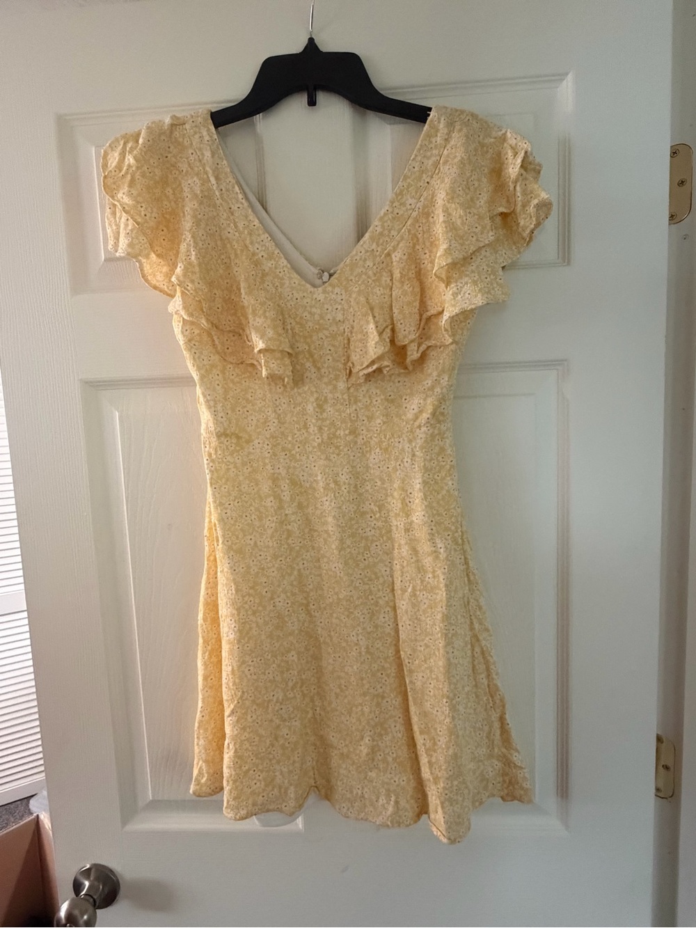 Altar'd State Pale Yellow Floral Ruffle Mini Dress
